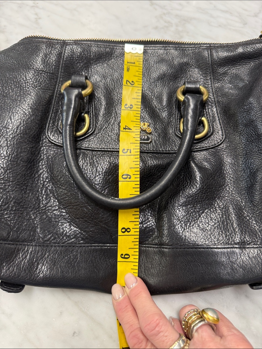 COACH Black Leather Madison Sabrina Satchel Handbag - Picture 12 of 16